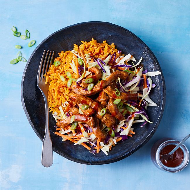 Speedy Smoky Pork & Mexican-style Rice Bowl