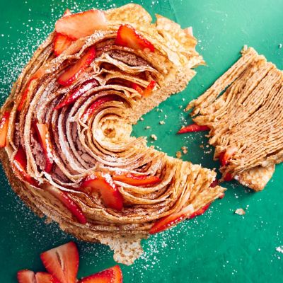 Strawberry-rose Crêpe Cake