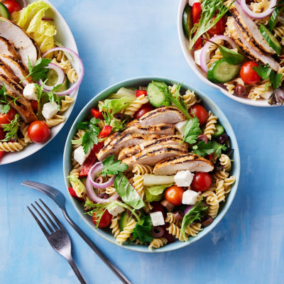 Grilled Chicken with Greek-style Pasta Salad