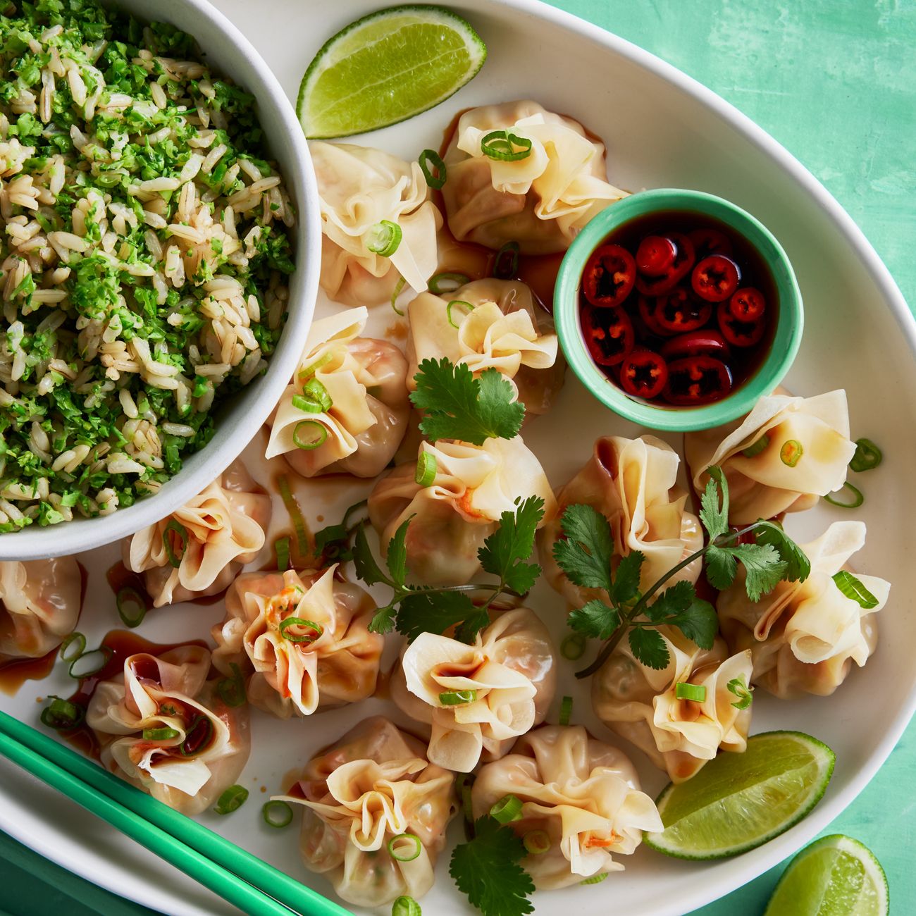 Healthier Prawn Dumplings with Broccolini Rice Recipe | Woolworths
