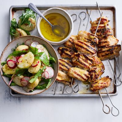 Lemon & Ginger Chicken Kebabs with Zesty Lemon Potato Salad