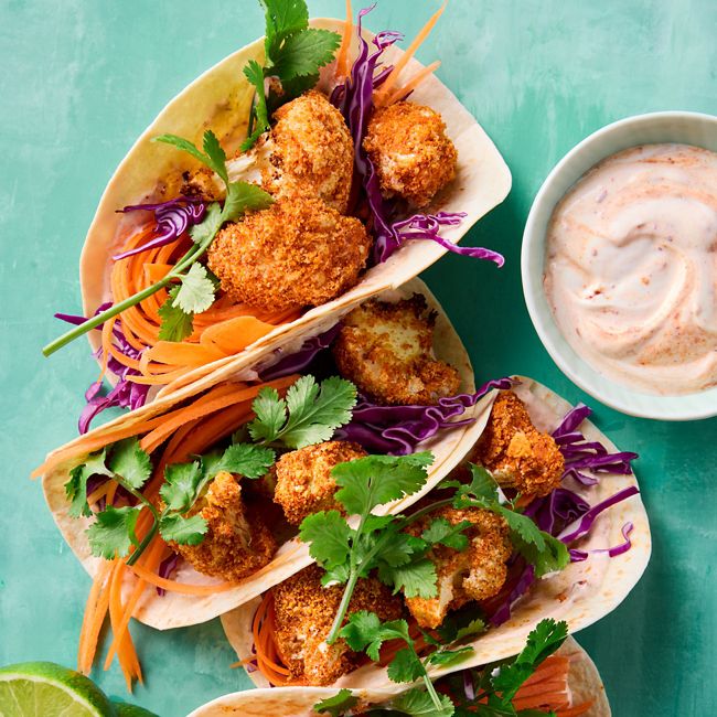 Crispy Cauliflower Tacos with Chipotle Yoghurt