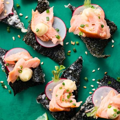 Crispy Nori with Hot Smoked Salmon