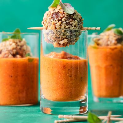 Meatball Bomb with Romesco Sauce