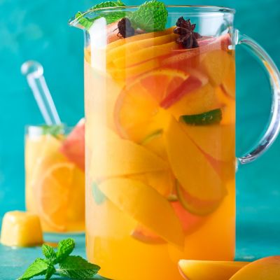 Spiced Orange Punch with Mango Ice Cubes