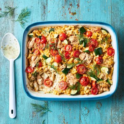 Cherry Tomato & Zucchini Tuna Bake