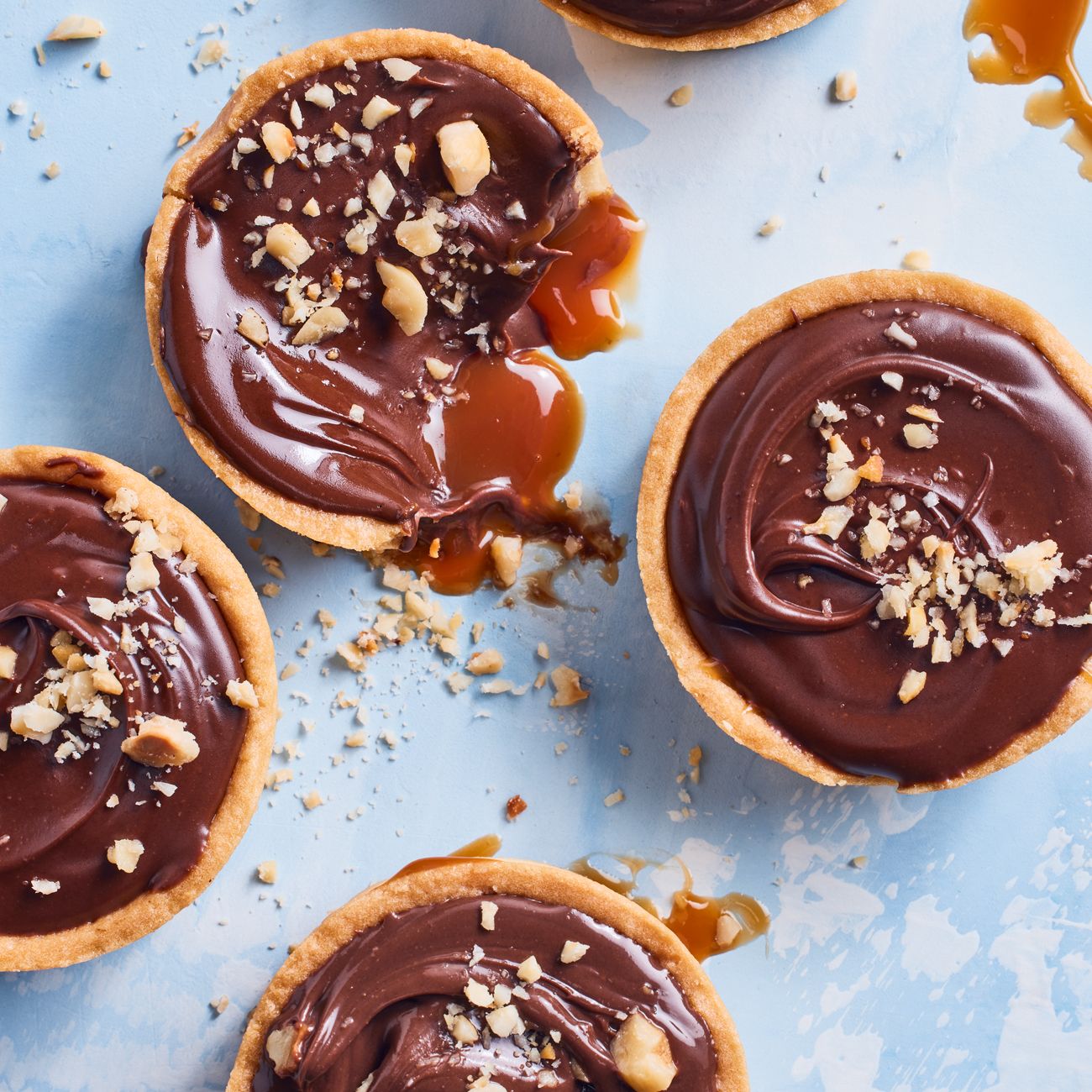 Chocolate, Hazelnut & Caramel Tarts