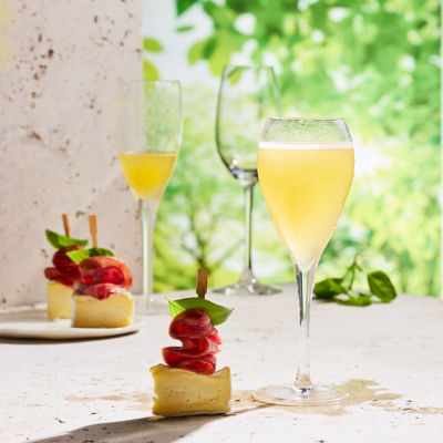 Frozen Peach Bellini with Charcuterie Skewers