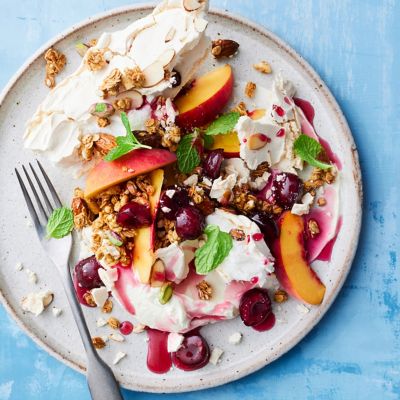 Granola & Cherry Eton Mess with Almond Meringue