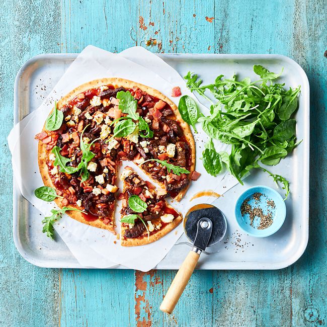 Meatlovers Pizza with Baby Spinach & Rocket Salad
