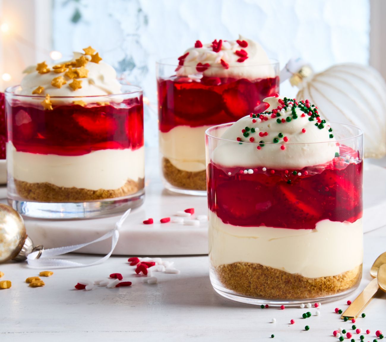 No bake Strawberry Jelly Cheesecake Pots Recipe Woolworths