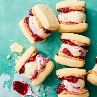 Peanut Butter & Jam Shortbread Sandwiches