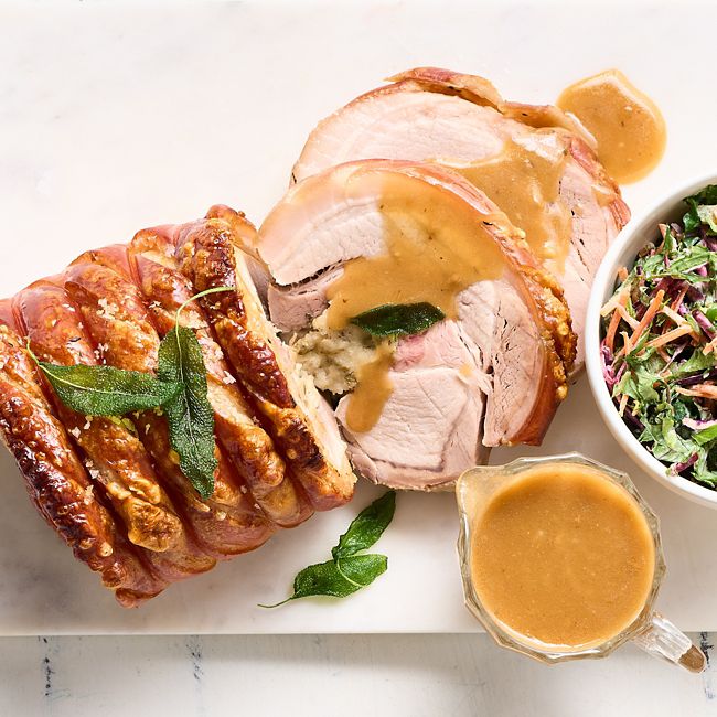 Roast Pork Loin with Apple-cider Gravy