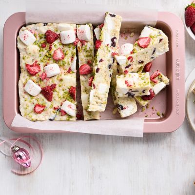 Strawberry & Cranberry White Christmas Slice