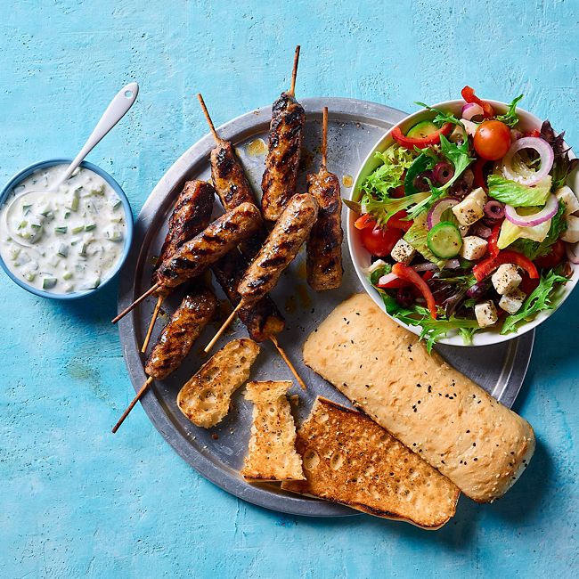 Quick Lamb Kebabs with Tzatziki & Salad