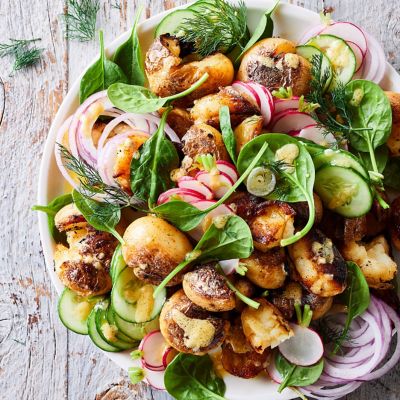 Healthier Barbecued Smashed Potato Salad