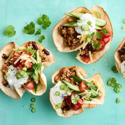 Crispy Paprika Pork Tortilla Bowls