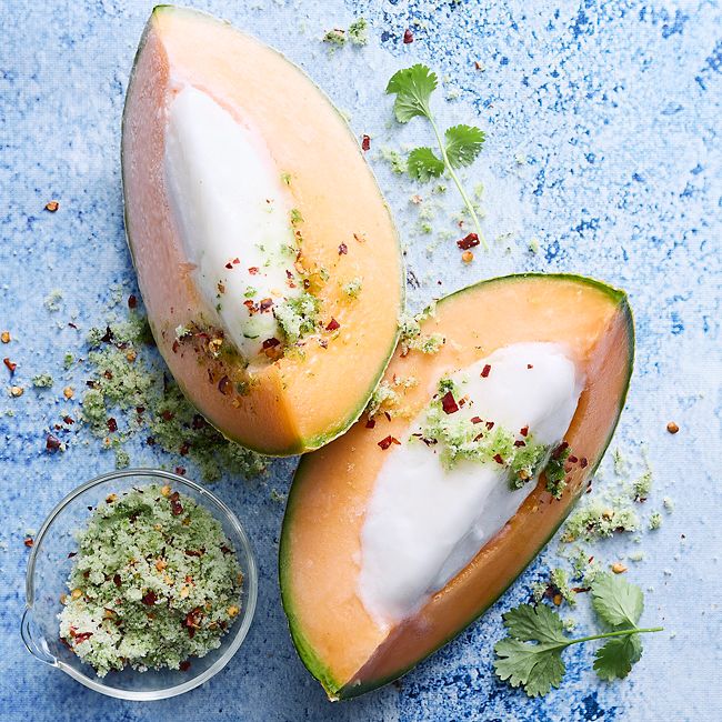Frozen Rockmelon Sorbet Wedges with Spicy Coriander Sugar