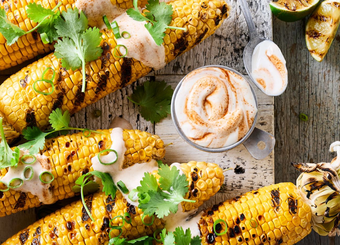 Grilled corn with chipotle yoghurt