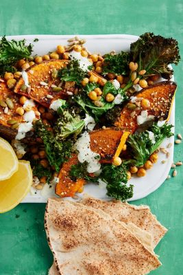 Healthier Air-fryer Kale, Pumpkin & Chickpea Salad