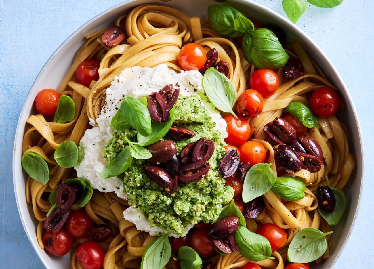 pan fried zucchini pesto fettucine