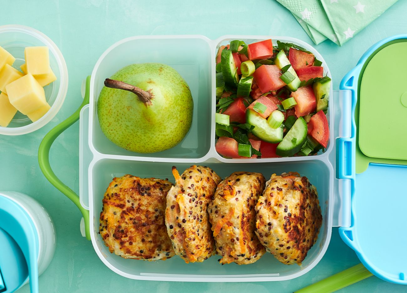 Quinoa and chicken patties with tomato salsa