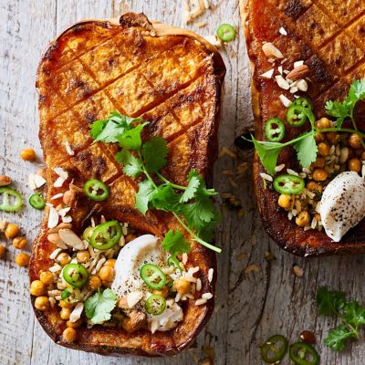 Healthier Spiced Barbecued Pumpkin with Herbed Rice