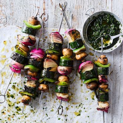 Healthier Veggie & Balsamic Onion Skewers