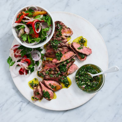 Beef Eye Fillet with Chimichurri & Capsicum Salad