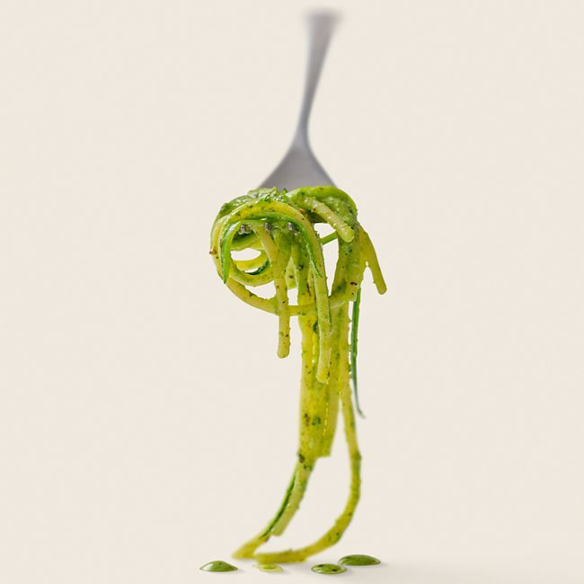 Zucchini Spaghetti with Rocket & Almond Pesto