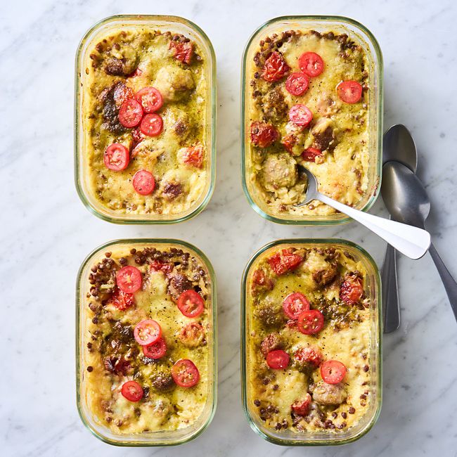 Meatball, Pesto & Risoni Bake