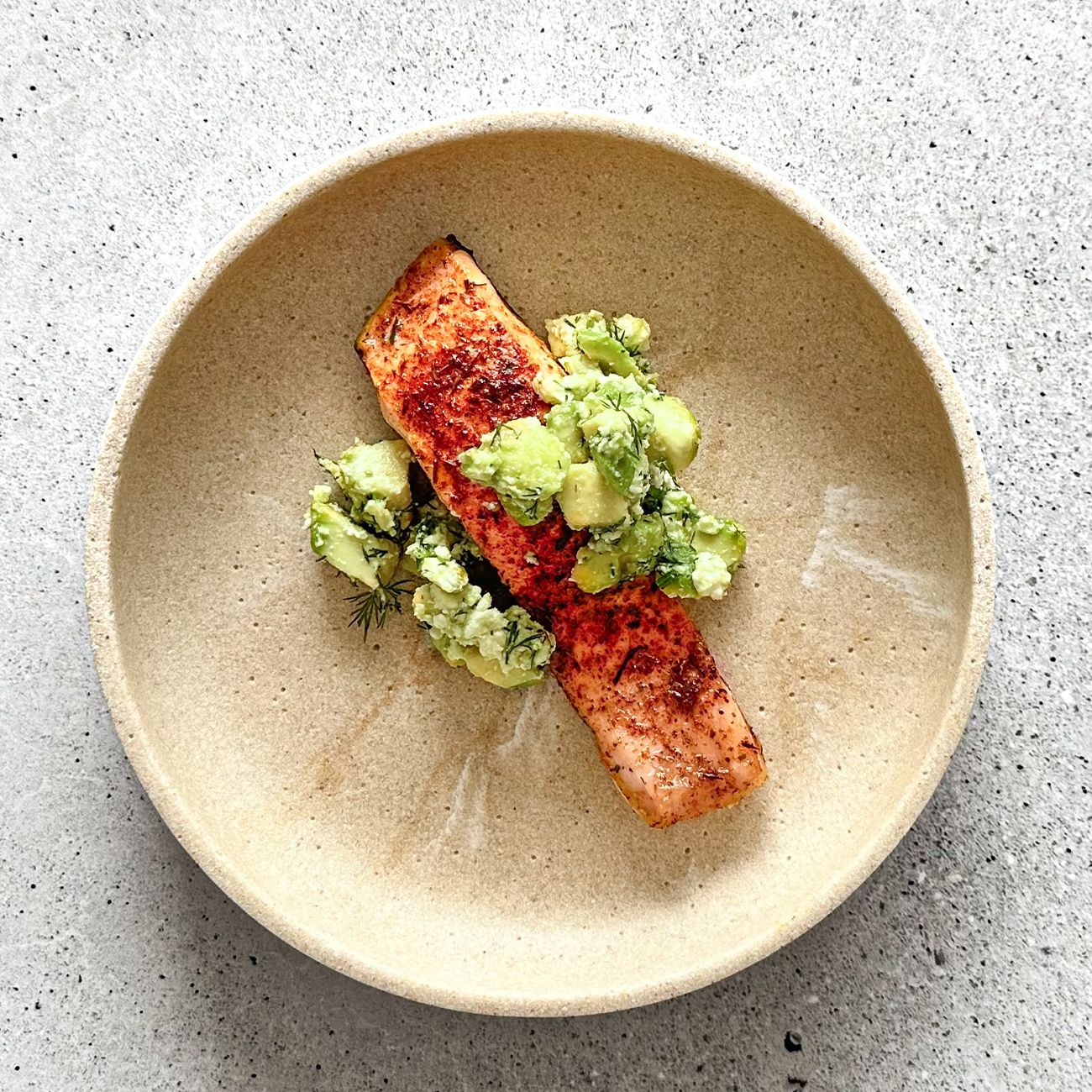 Air-fryer Salmon with Creamy Avocado Salad