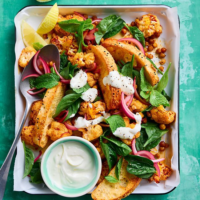 Healthier Harissa-roasted Cauliflower & Chickpea Salad