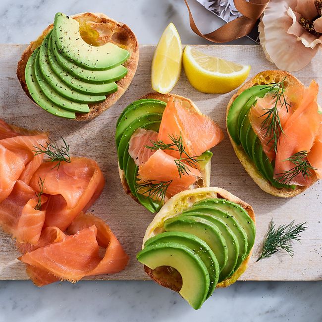 Toasted Smoked Salmon & Avocado English Muffins