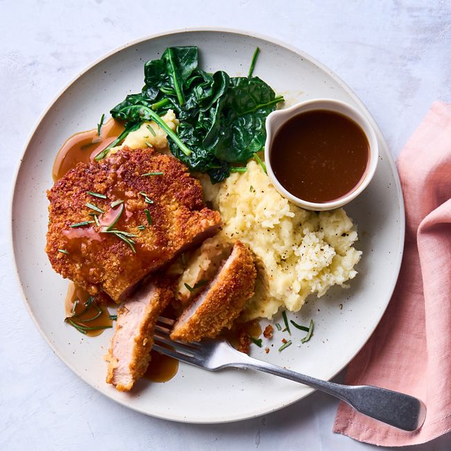 Crumbed Pork with Gravy