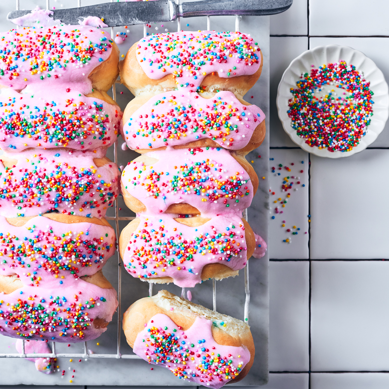 Fairy-bread Finger Buns