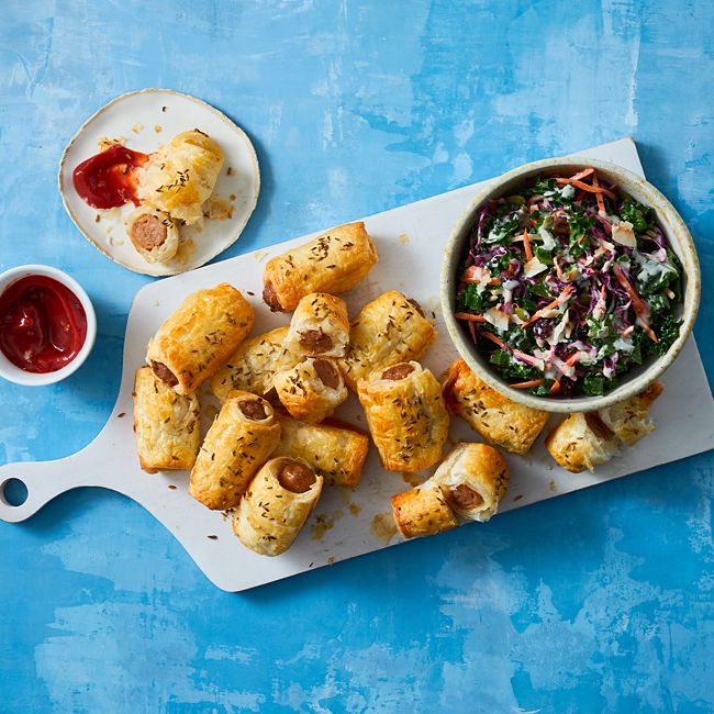 Cheat's Sausage Rolls with Kaleslaw