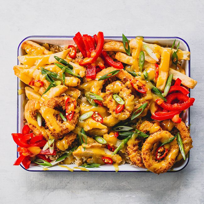 Crumbed Squid with Chips & Curry Sauce