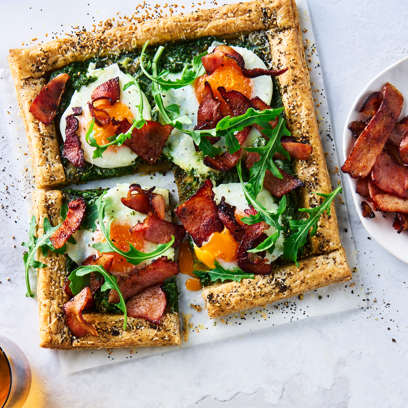 Free-form Bacon & Egg Tart