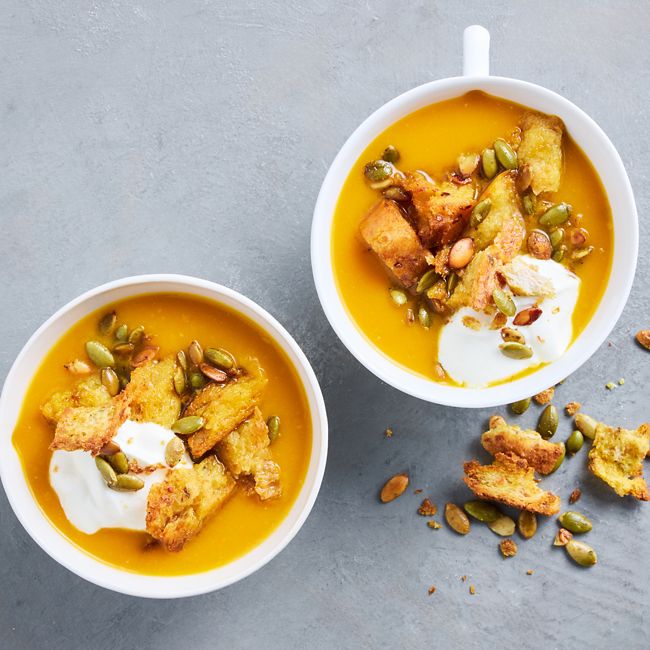 Miso & Carrot Soup with Katsu Croutons