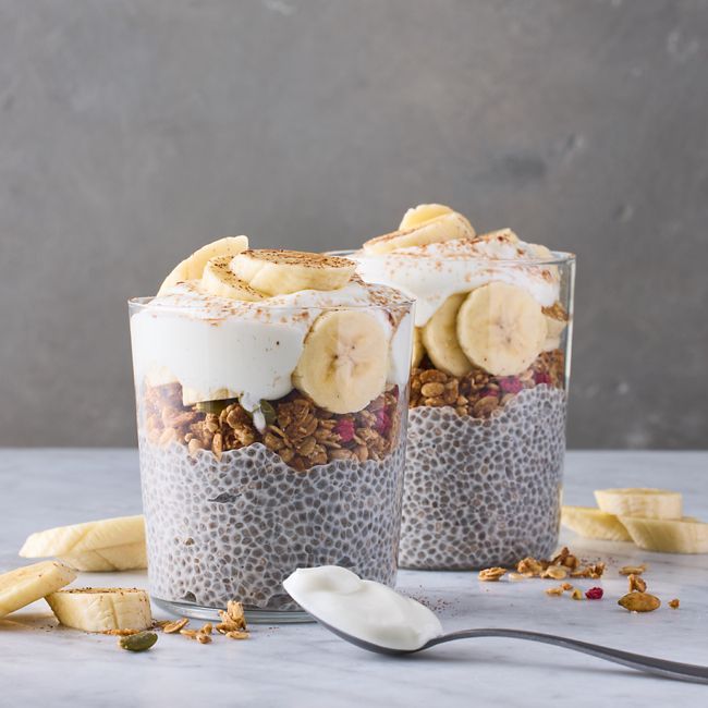 Overnight Banoffee Yoghurt Chia Pots