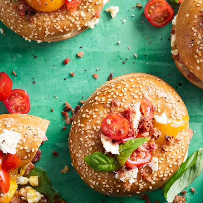 Bacon & Egg Bagel Pies