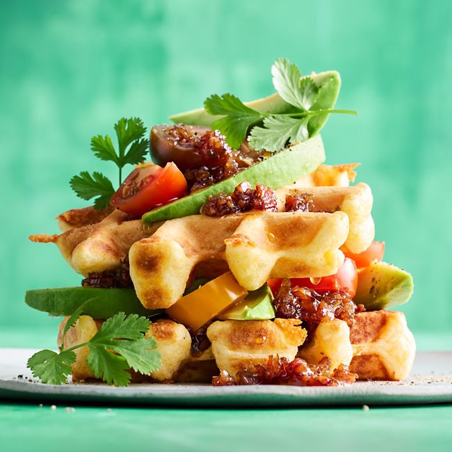 Cornbread Bacon Waffle Stacks