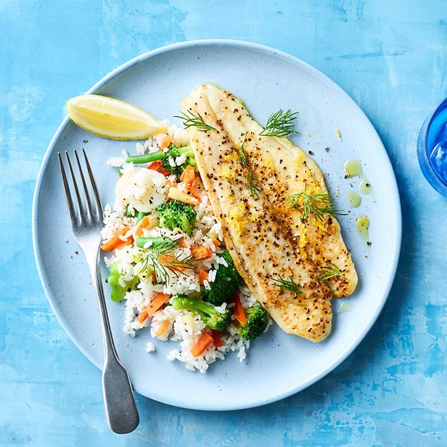Spiced Fish with Lemon & Dill Rice Salad