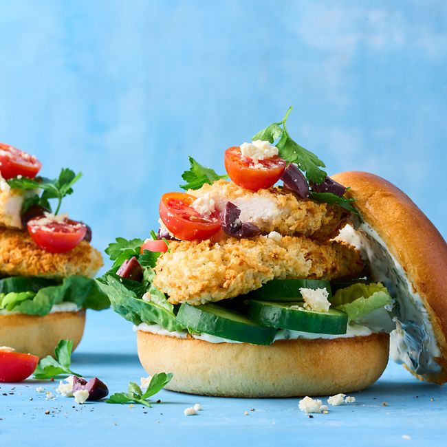 Air-fryer Greek-style Chicken Burger