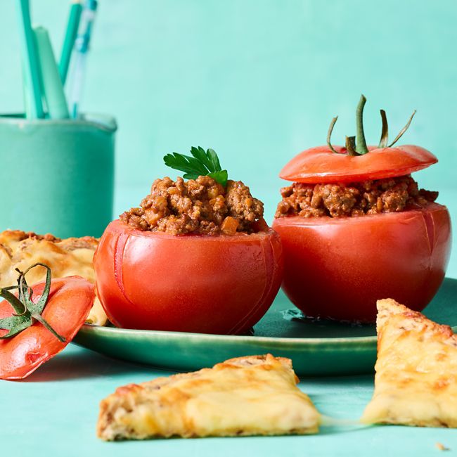 Bolognese-stuffed Tomatoes with Cheesy Melts