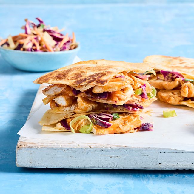 Chilli Chicken Quesadillas with Smoky BBQ Slaw