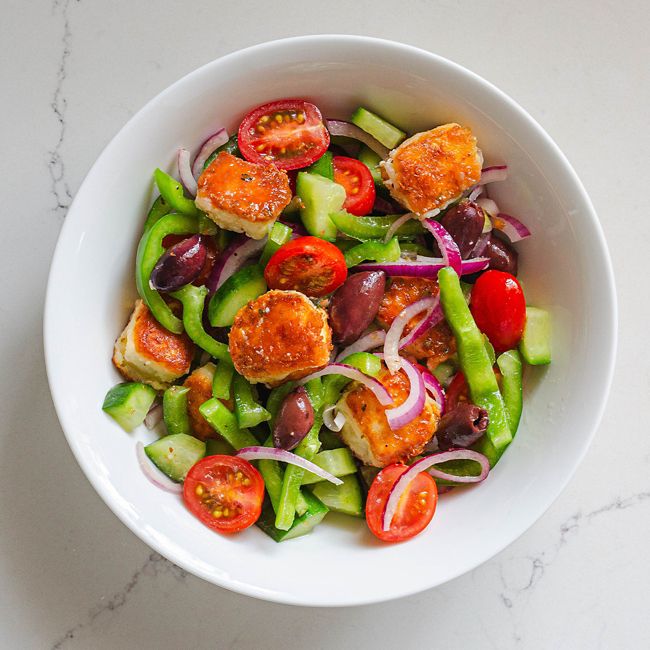 Greek-style Fried Feta Salad