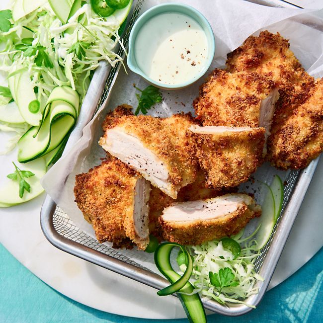 Air-fryer Buttermilk Chicken with Jalapeño Slaw