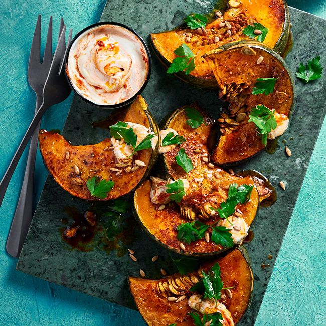 Cardamom Roasted Pumpkin with Paprika Yoghurt Sauce